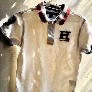 Hilfiger 6 red white blue pique cotton polo, not see through (sun)